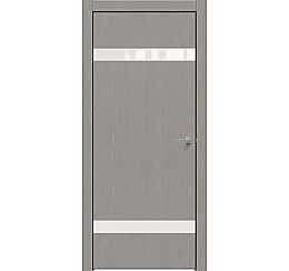 Дверь межкомнатная "Future-704" Дуб Серена каменно-серый, вставка Лакобель белый, кромка-чёрная матовая