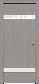 Дверь межкомнатная "Future-704" Дуб Серена каменно-серый, вставка Лакобель белый, кромка-матовый хром