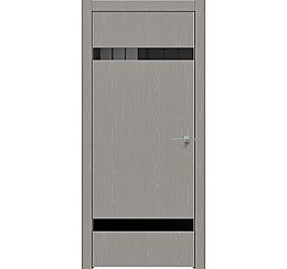 Дверь межкомнатная "Future-704" Дуб Серена каменно-серый, вставка Лакобель черный, кромка-матовый хром