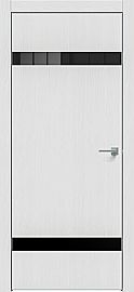 Дверь межкомнатная "Future-704" Дуб Серена светло-серый, вставка Лакобель черный, кромка-матовый хром