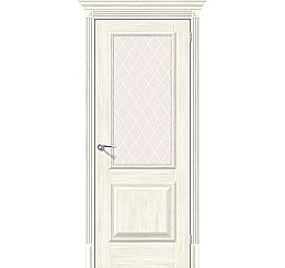 Дверь межкомнатная из эко шпона «Классико-13» Nordic Oak остекление художественное