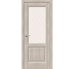 Дверь межкомнатная из эко шпона «Неоклассик-33» Cappuccino Melinga остекление White Сrystal