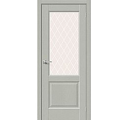 Дверь межкомнатная из эко шпона «Неоклассик-33» Grey Wood остекление White Сrystal