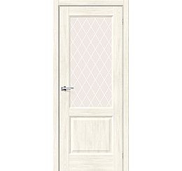 Дверь межкомнатная из эко шпона «Неоклассик-33» Nordic Oak остекление White Сrystal