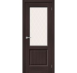 Дверь межкомнатная из эко шпона «Неоклассик-33» Wenge Melinga остекление White Сrystal