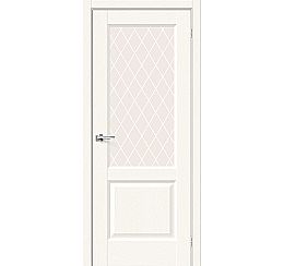 Дверь межкомнатная из эко шпона «Неоклассик-33» White Wood остекление White Сrystal