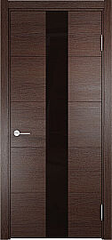 Дверь межкомнатная "Турин 14" Дуб графит вералинга стекло Лакобель чёрный