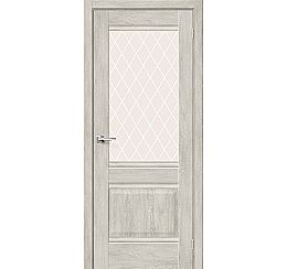 Дверь межкомнатная из эко шпона «Прима-3» Chalet Provencel стекло White Сrystal