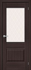 Дверь межкомнатная из эко шпона «Прима-3» Wenge Melinga стекло White Сrystal