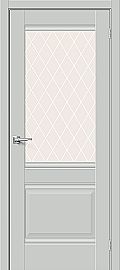 Дверь межкомнатная «Прима-3» Grey Matt остекление White Сrystal