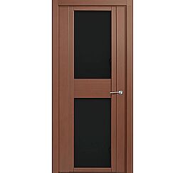 Дверь межкомнатная шпонированная "H-II" Дуб палисандр стекло Лакобель чёрный
