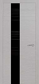 Дверь межкомнатная шпонированная "V-I" Светло-серый вставка Лакобель чёрный