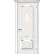 Дверь межкомнатная шпонированная «Амальфи» Жемчуг (Шпон натуральный) остекление художественное