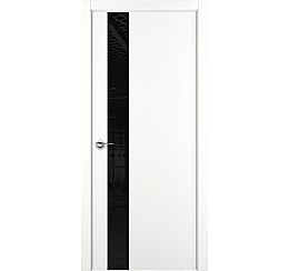 Дверь межкомнатная "А3" Белая стекло Лакобель черный