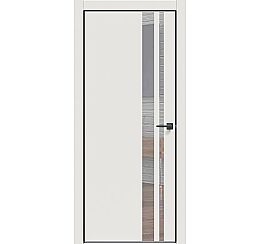 Дверь межкомнатная "Concept-712" Белоснежно матовый, вставка Зеркало, кромка-чёрная матовая