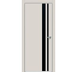 Дверь межкомнатная "Concept-712" Лайт грей, вставка Лакобель чёрная, кромка-матовый хром