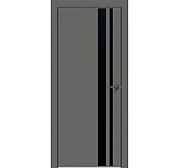 Дверь межкомнатная "Concept-712" Медиум грей, вставка Лакобель чёрная, кромка-чёрная матовая