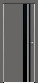Дверь межкомнатная "Concept-712" Медиум грей, вставка Лакобель чёрная, кромка-матовый хром