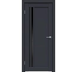 Дверь межкомнатная "Design-608" Дарк блю, стекло Лакобель черный