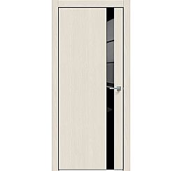 Дверь межкомнатная "Future-702" Дуб Серена керамика, вставка Лакобель черный, кромка-чёрная матовая