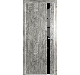 Дверь межкомнатная "Future-702" Дуб винчестер серый, вставка Лакобель черный, кромка-чёрная матовая