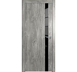 Дверь межкомнатная "Future-702" Дуб винчестер серый, вставка Лакобель черный, кромка-матовый хром