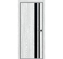 Дверь межкомнатная "Future-712" Дуб патина серый, вставка Лакобель чёрная, кромка-чёрная матовая