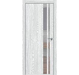 Дверь межкомнатная "Future-712" Дуб патина серый, вставка Зеркало, кромка-матовый хром