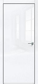 Дверь межкомнатная "Gloss-701" Белый глянец глухая, кромка-матовый хром