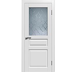 Дверь межкомнатная "Гранд 3" Эмаль белая RAL 9003, стекло Сатинат белый