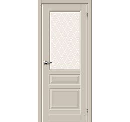 Дверь межкомнатная «Неоклассик-35» Cream Silk остекление White Сrystal