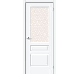 Дверь межкомнатная «Неоклассик-35» White Silk остекление White Сrystal