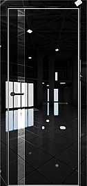 Дверь межкомнатная "Платина-7"  Crystall Black вставка Лакобель чёрный кромка-матовый хром