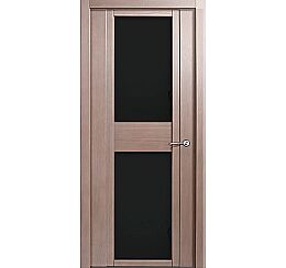 Дверь межкомнатная шпонированная "H-II" Дуб грейвуд стекло Лакобель чёрный