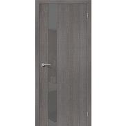 Дверь межкомнатная из эко шпона «Порта-51 S» Grey Crosscut остекление Lacobel серый