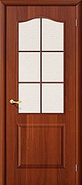 Ламинированная межкомнатная дверь "Палитра" Итальянский орех остекление белое рифленое