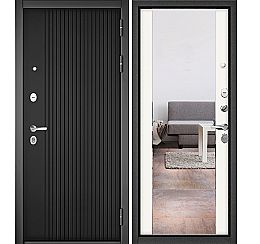 Дверь входная Trust Mass PP Черный матовый/Белый софт 161-164 mirror